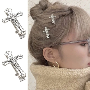 Punk for Cross Bangs Duckbill Clips Retro Hair Side Clips Halloween Hair Grips Ponytail Decoration Cosplay Hair Barrette