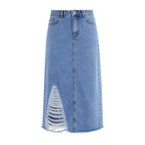 Sys Clothier Soomi Skirt Ripped Jeans Wanita I Rok High Waist A-Line Denim Premium (Size 27-32)