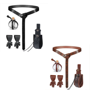 Victorian Theme Waist Belt with Coin Pouch Bottle for Medieval Enthusiasts LARP Cosplay Costume Belt for Masquerades