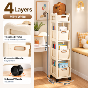Next Day L25CM 2-4 Layers Portable Storage Rack Organizer Narrow Stackable Schoolbag Storage Shelf Trolley