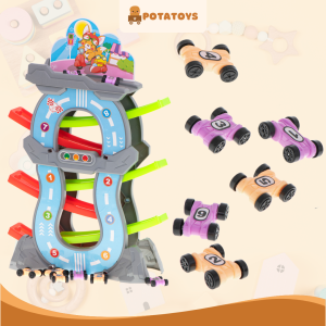 POTATOYS Sliding Car / Racing Car Track / Mainan Racing Car / Mainan Mobil Seluncur Set Isi 8pcs