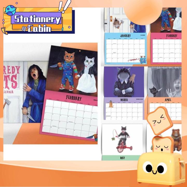 NANCHENG CAMERAS Paper Scaredy Cats 2024 Monthly Calendar Time Planning