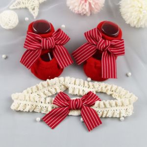 GOOTRADES Winter Cute Bow Socks Baby Christmas Gift Red Bow Headband Heart Toddler Floor Socks Socks Headband Set Newborn Baby Girl Socks Infant Anti Slip Socks