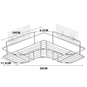ชั้นวางของในห้องน้ำ ชั้นวางของ ไม่ต้องเจาะผนัง ที่วางของเข้ามุมสามเเหลียม ชั้นวางของในห้องน้ำชั้นวางของติดผนังเข้ามุม