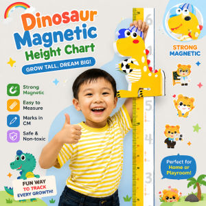 Kids Height Chart Wall Sticker Dinosaur Magnetic Growth Ruler Removable Waterproof Nursery Decor