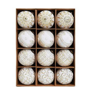 MUMU 12PCS 8cm Bộ  trang trí Giáng sinh Nhựa Họa tiết vẽ  trang trí Giáng sinh Chất lượng cao. Cổ điển Quả châu Giáng sinh Tiệc