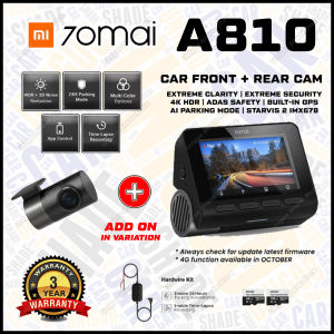 [New Launch] 70mai A810 4K Dash Cam Dual Vision Car Recorder with GPS ADAS UHD Resolution HDR Rear Recording Dashcam