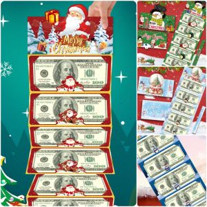 K9SEQ Cartoon Santa Snowman Christmas Red Envelope Multicolor Folded Holiday Gift Cards Creative Transparent Card Slot Christmas Greeting Card Christmas Party