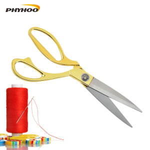 PHYHOO stainless steel gold tailor scissors high hardness not tiring for precise cutting of fabrics
