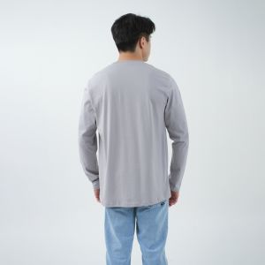 Kaos Polos Pria Oneck Lengan Panjang Bahan Katun Combed 30s Warna Light Gray