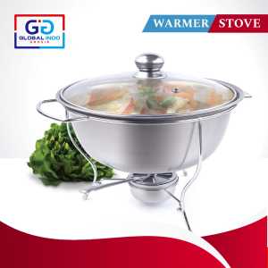 Panci Prasmanan Tungku Api Bulat Warmer Stove Panci Kuah Tutup Kaca Panci Penghangat Makanan