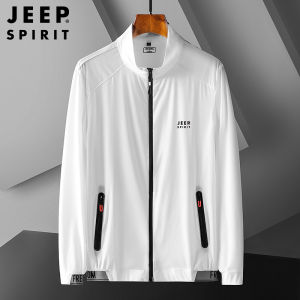 JEEP SPIRIT Mens Sun Protection Clothing Thin Outdoor Light Jacket Skin Clothing Hooded Fishing Clothing Anti-ultraviolet Quick-drying Light Jacket