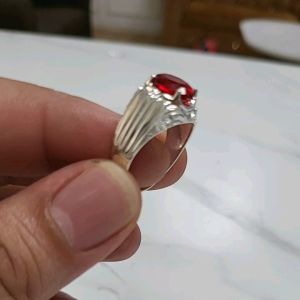 CINCIN PERAK 925 PERMATA SERAI MERAH ASLI SAIZ SEMUA ADA PM KAMI PURE SILVER RING