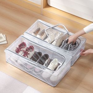 ZENGD Foldable Shoe Storage Box Clear Large Capacity Shoe Cabinet Free Installation Under-bed Shoe Organiser Household