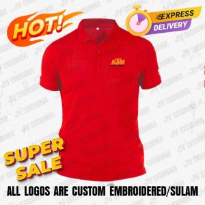 💥⏩PROMOSI HEBAT⏪💥 BEST DESIGN KTM RACING BIKE LOGO PRINTED POLO COLLAR  T SHIRT FOR MEN AND WOMEN 100% COTTON