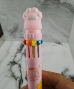 Pulpen 10 Warna Lucky Cat Paw/ Karakter Lucu 10 Color Ball Pen Warna Warni