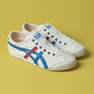 2025 Original Tiger Shoes Mexico 66 Fashion Classic Canvas Shoes Mens Shoes Womens Shoes Lightweight and Comfortable Casual Sports Shoes White/Blue Red