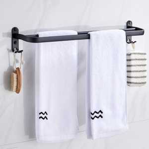 Set Rak Gantungan Pengait Handuk Dekorasi Kamar Mandi Bathroom Holder-Rak Kamar Mandi Stainless Steel Gantungan Handuk Dan Baju Warna Hitam 1 Susun-Gantungan Handuk Jemuran Baju Rak Dinding Kamar Mandi Toilet Stainless Tebal Anti Karat-Rak Handuk Terbaik