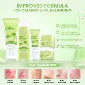 Skincare Hanasui - Paket Acne - Paket Flawless Glowing - Membantu Mencerahkan Kulit - Menutrisi Kulit - Perawatan Kulit Berjerawat - Membuat Wajah Glowing -GINAL - BPOM - Ken Herbal