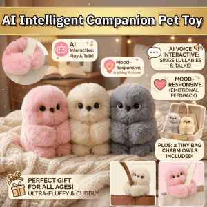 Intelligent Robot Pet Companion Owl Plush Toy Interactive Owl Stuffed Animal Hand Strap Bag Charm Plush Doll/Adorable Owl Bracelet Plush Pendant Gift for Kids Women 智能宠物伙伴猫头鹰毛绒玩具