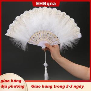 [COD] EHBqna 3PF Ship within 24 hours Quạt xếp lông vũ kiểu Lolita phong cách tiên nữ ngọt ngào Nhật Bản đậm chất gothic cổ điển quạt cầm tay dùng trong khiêu vũ cung đình có mặt dây chuyền trang trí — quà tặng trang trí tiệc cưới