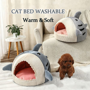 🔥 Cat Bed Enclosed Warm Fleece - Cute Fun Design Cozy Plush Pet House