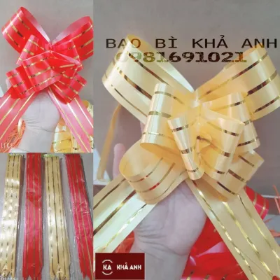 20 CÁI 🎀Nơ Rút 🎀 Nơ trang trí giỏ quà TẾT ( màu đỏ Màu Vàng) - Bảng rộng 45cm 🛑 Bao Bì Khả Anh🛑