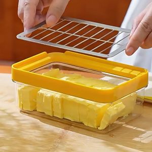 ZYJC Airtight Butter Cutting Box Leak Proof Transparent Butter Preservation Box Kitchen Gadgets with Spatula Butter Slicer Box Refrigerator