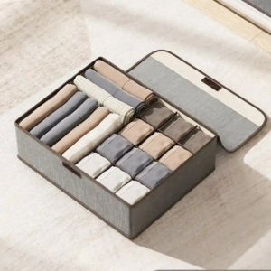13 Grid Foldable Underwear Storage Box Bra Panty Socks Drawer Organizer With Lid