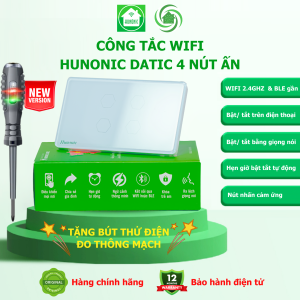 [Tặng bút thử điện] Công Tắc Wifi Thông Minh Hunonic Datic 3 Nút Ấn Bật Tắt Cảm Ứng Điều Khiển Từ Xa Trên Điện Thoại và Giọng Nói