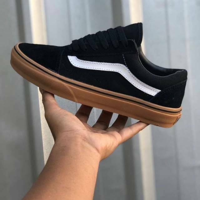 Oldskool Vans BLACK GUM Brown WAFFLE DT Lazada