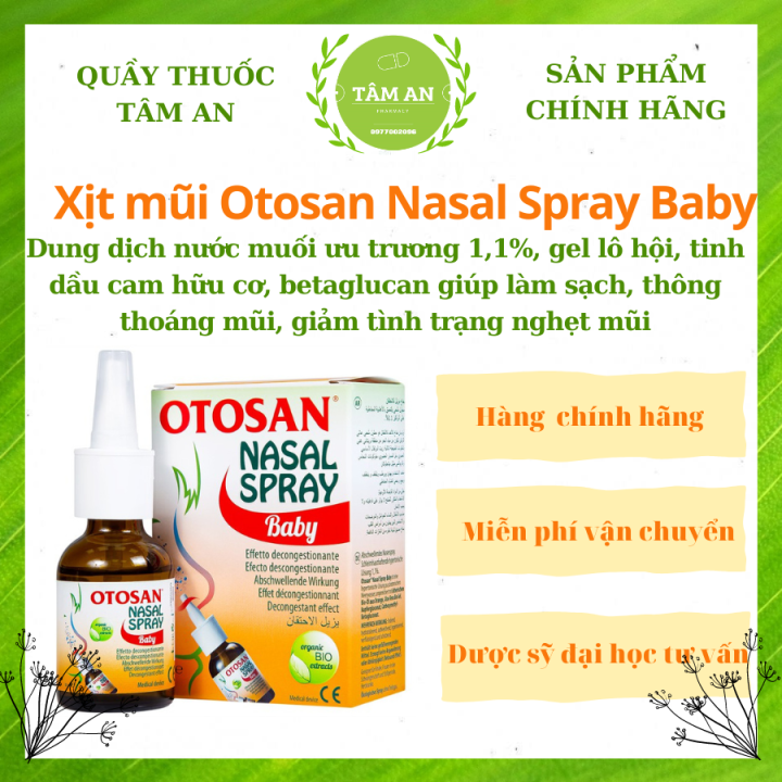 Xịt mũi Otosan Nasal Spray Baby 30ml- Giảm viêm mũi, viêm xoang, ngạt mũi cho trẻ