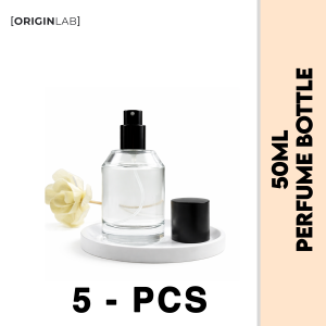 OriginLab 50ml Oblique Shoulder Round Cylinder Shaped Empty Glass Perfume Bottle with Sprayer & Lid Easy Crimp Type Seal Pressurized Sprayer Travel Size