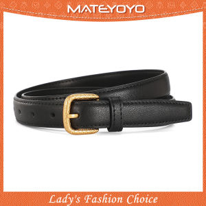 MATEYOYO Fashion Belts Retro Belt Elegant Slim Belt Soft Second-layer Cow Leather Belt Adjustable Girls Ladies Long Straps Waistbands Dress Coat Alloy Buckle Leisure Belt