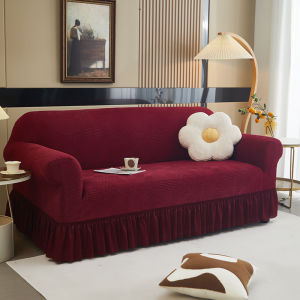 Solid Color Skirt Edge Wrapped Sofa Cover Elastic All Inclusive All Season Universal Sofa Protective Cover