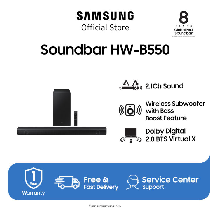 Samsung B550 Soundbar 2.1Ch, Dolby Audio/DTS VirtualX, Bass Boost