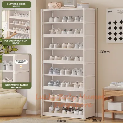 Flip Dustproof Shoe Cabinet with Clear Door / 30cm Deep Large Shoe Rack Organizer