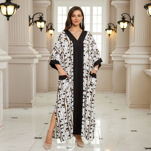 Womens Kaftan Dress Plus Size V-Neck Pocket Lightweight Swimwear Coverups Moomoo Nightgown Beach Loungewear