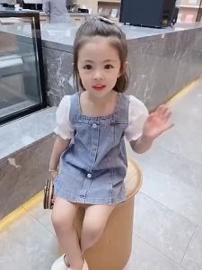Dress For Kids   Girl Girls Dress Baby Girl Summer Dress Girls Short Sleeve Denim Skirt Girls Dress Summer Fashionable Childrens