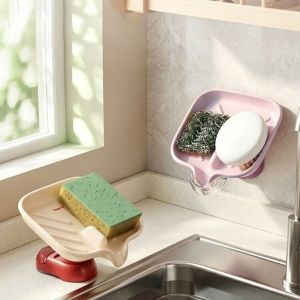 YUBAGUANB Suction Cup Sloped Design Soap Holder Space Saving Adjustable Angle Self Draining Soap Holder Practical Plastic Soap Dish for Bathroom