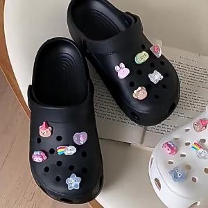[Free Shipping]Cartoon Rainbow Clog Shoes For Women Summer Casual Outdoor Wear New Thick-Soled Dual-Wear Beach Non-Slip Closed-Toe Half Slippers