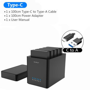 ORICO DS Series 5 Bay External Hard Drives 3.5 inch USB Hard Drive Enclosure SATA to USB3.0/Type-C HDD Case With 12V6.5A Power 80TB Capacity(DS500)