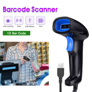 1D Barcode Scanner Wired USB Type Portable for POS P2P Warehouse Logistic