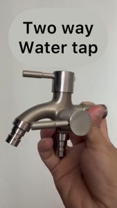 SUS304 Stainless Steel 2-Way Faucet 1-IN 2-OUT Dual Tap for Washing Machine Bidet