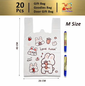 Gift Bag 20pcs Goodies Bag Door Gift Birthday Wedding Party (103) Love Rabbit Cute Cartoon Rabbit Packing Bag Food Grade Portable Convenience Bag