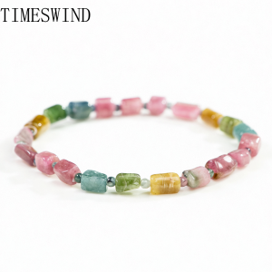 TIMESWIND Original Rainbow Tourmaline Natural Beaded Irregular Women Bracelet Fashion Jewelry for Gift with Certificate
