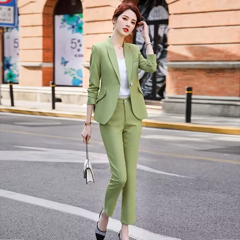 2024 Spring Summer New Elegant Suit Jacket Matching Set Women's Korean Chic  Blazers Coat Pants 2 Piece Female Professional Suit