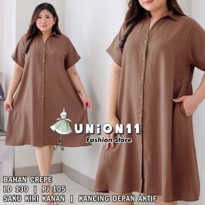 UNION11 - DRESS WANITA JUMBO / DRESS WANITA BIGSIZE LD 130 CM / GAUN WANITA MUAT BB 90KG / DRESS WANITA POLOS XXXXL VARAS