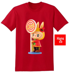 Kaos Pria Model Terkini Trending Motif 3D Bahan katun 24 Labubu Candy Love  H0403