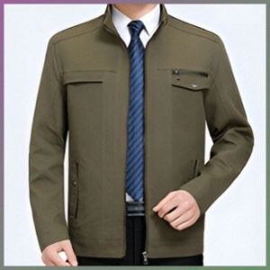 ผ้าฝ้าย 100ด้านบน เสื้อแจ็คเก็ตแฟชั่นของพ่อ เบาไม่น่าตื่นเต้นเสื้อกันลม เสื้อแจ็คเก็ตทรงหลวมลําลองสําหรับธุรกิจ